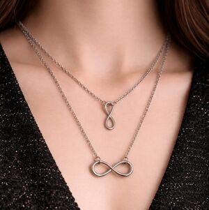 Elegant Silver Infinity Double Layer Necklace